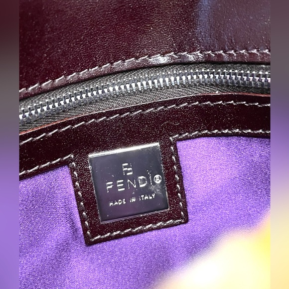 FENDI NWT RARE Fur Vintage Leather Multicolor Silver Yellow Small Baguette Purse - Picture 10 of 15